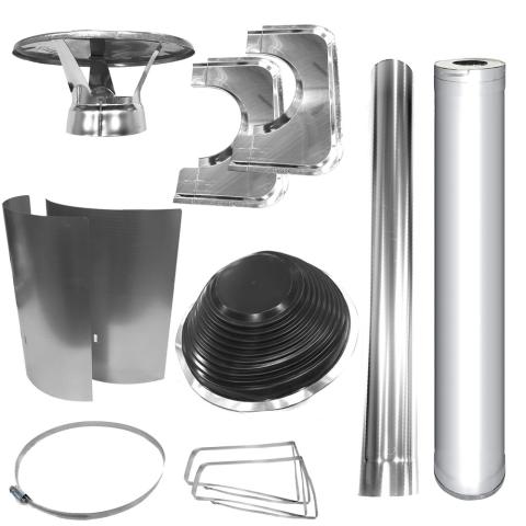 Harvia Chimney & Assembly Kit, Barrel, Flat Roof, Stainless