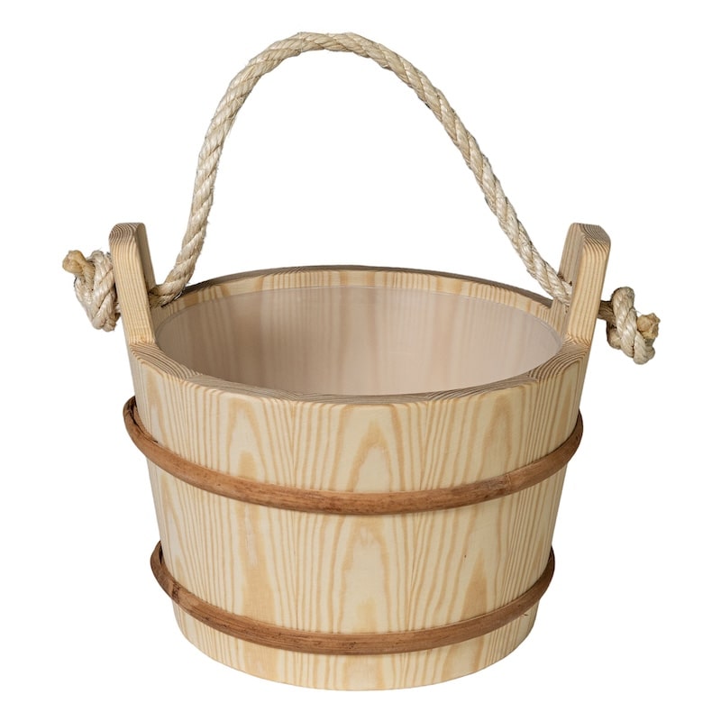 ProSaunas Lined Wood Sauna Bucket, Rope Handle, 4-Liter