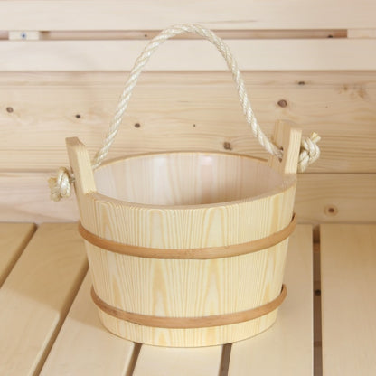 ProSaunas Lined Wood Sauna Bucket, Rope Handle, 4-Liter